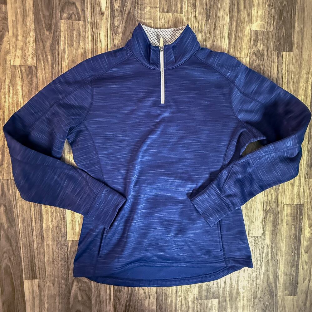 Authentic Majestic ThermaBase Blue 1/4 Zip Pullover Sweatshirt Authentic
